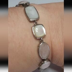 Clear Quartz, Rose Quartz, Mother of Pearl Sterling Silver